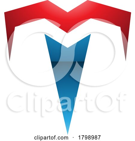 Red and Blue Glossy Letter T Icon with Pointy Tips by cidepix