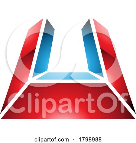 Red and Blue Glossy Letter U Icon in Perspective by cidepix