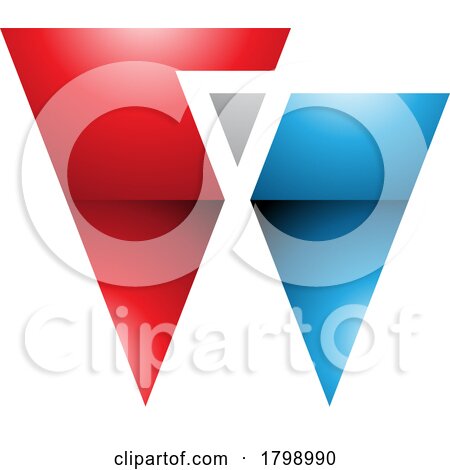Red and Blue Glossy Letter W Icon with Triangles by cidepix