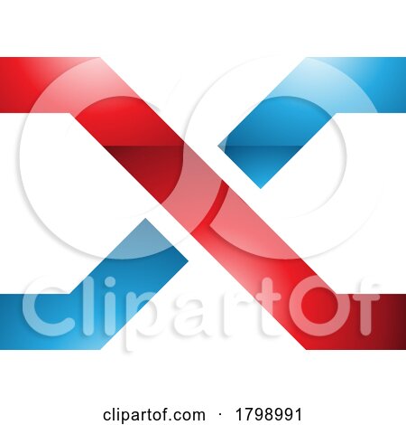 Red and Blue Glossy Letter X Icon with Crossing Lines by cidepix