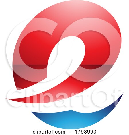 Red and Blue Glossy Lowercase Letter E Icon with Soft Spiky Curves by cidepix