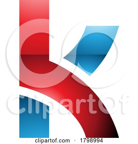 Red and Blue Glossy Lowercase Letter K Icon with Overlapping Paths by cidepix