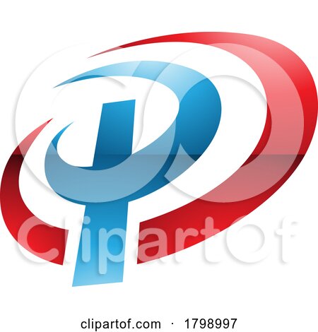 Red and Blue Glossy Oval Shaped Letter P Icon by cidepix