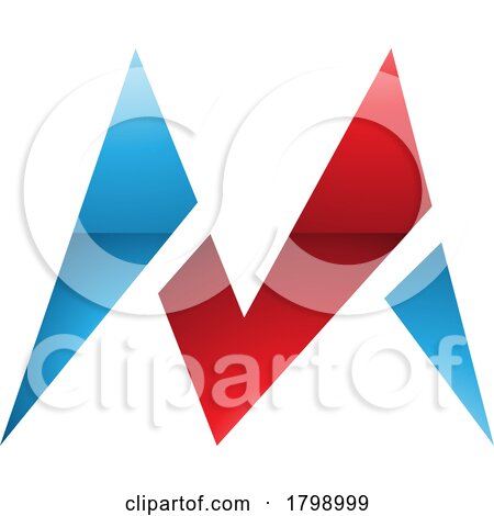 Red and Blue Glossy Pointy Tipped Letter M Icon by cidepix