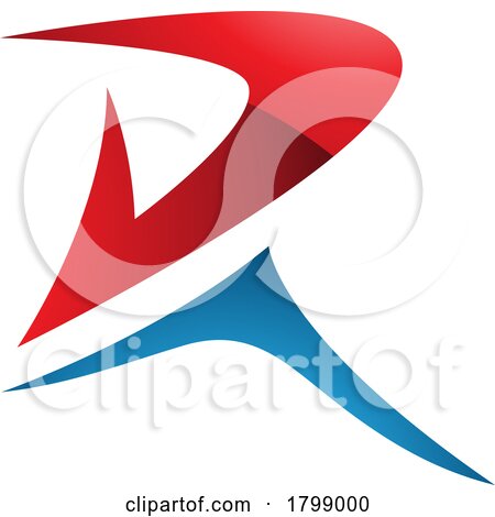 Red and Blue Glossy Pointy Tipped Letter R Icon by cidepix