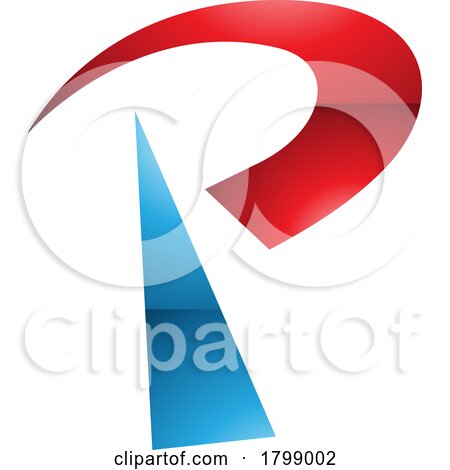 Red and Blue Glossy Radio Tower Shaped Letter P Icon by cidepix
