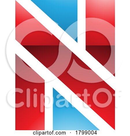 Red and Blue Glossy Rectangle Shaped Letter N Icon by cidepix