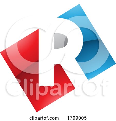 Red and Blue Glossy Rectangle Shaped Letter R Icon by cidepix