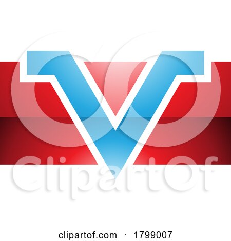 Red and Blue Glossy Rectangle Shaped Letter V Icon by cidepix