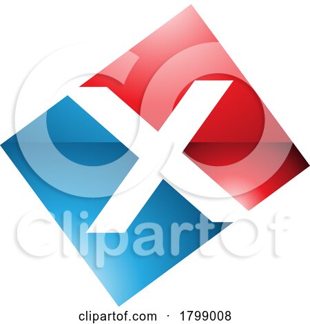 Red and Blue Glossy Rectangle Shaped Letter X Icon by cidepix