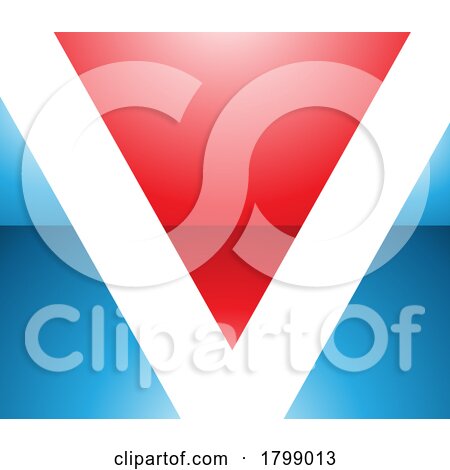 Red and Blue Glossy Rectangular Shaped Letter V Icon by cidepix