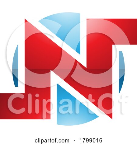 Red and Blue Glossy Round Bold Letter N Icon by cidepix