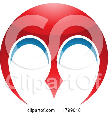 Red and Blue Glossy Round Letter M Icon with Pointy Tips by cidepix