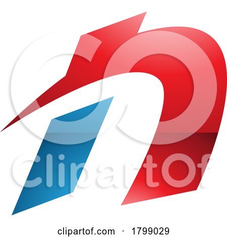Red and Blue Glossy Spiky Italic Letter N Icon by cidepix
