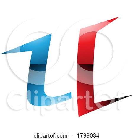Red and Blue Glossy Spiky Shaped Letter U Icon by cidepix