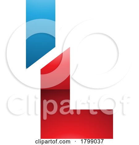 Red and Blue Glossy Split Shaped Letter L Icon by cidepix