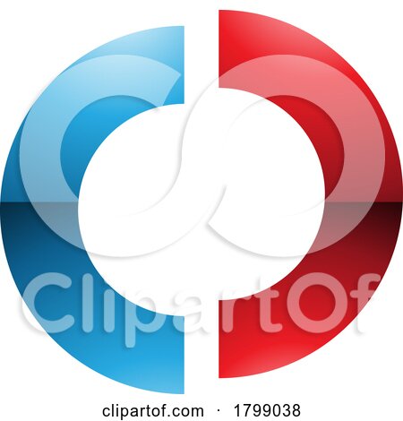 Red and Blue Glossy Split Shaped Letter O Icon by cidepix