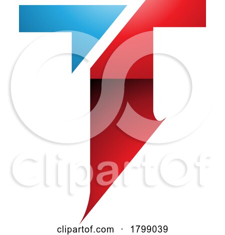 Red and Blue Glossy Split Shaped Letter T Icon by cidepix
