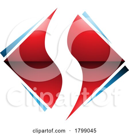 Red and Blue Glossy Square Diamond Shaped Letter S Icon by cidepix