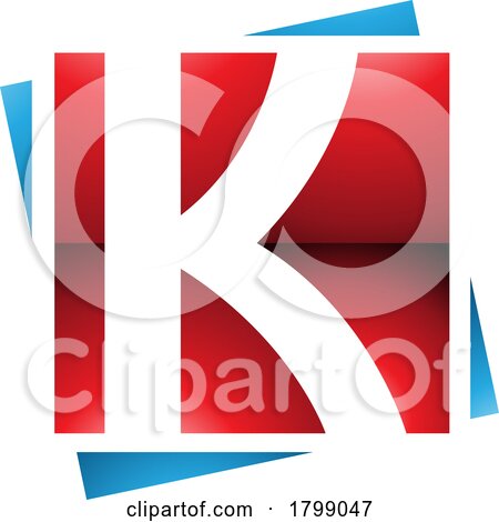 Red and Blue Glossy Square Letter K Icon by cidepix