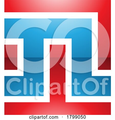 Red and Blue Glossy Square Shaped Letter N Icon by cidepix