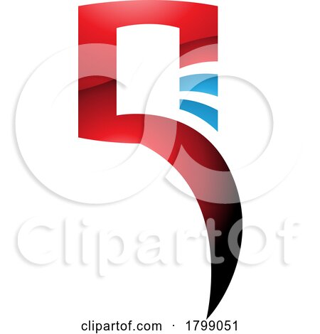 Red and Blue Glossy Square Shaped Letter Q Icon by cidepix