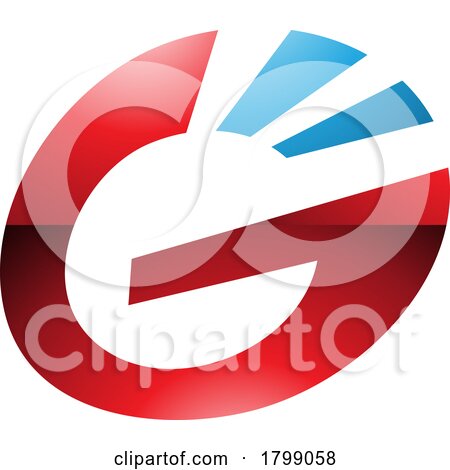 Red and Blue Glossy Striped Oval Letter G Icon by cidepix