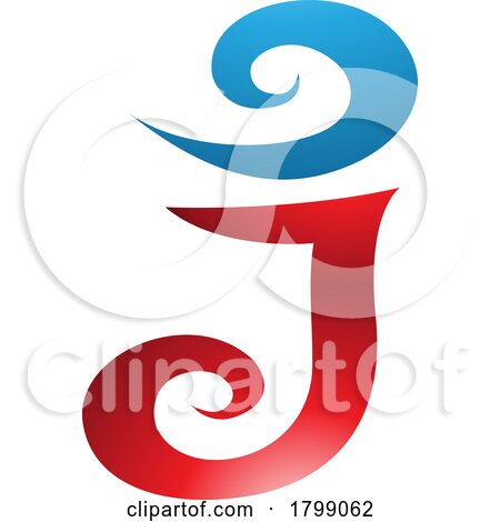 Red and Blue Glossy Swirl Shaped Letter J Icon by cidepix