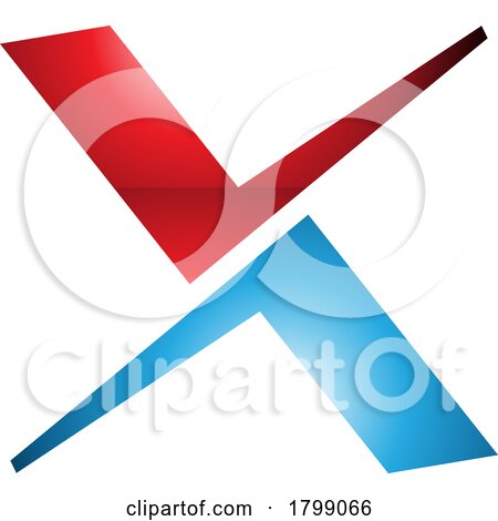 Red and Blue Glossy Tick Shaped Letter X Icon by cidepix