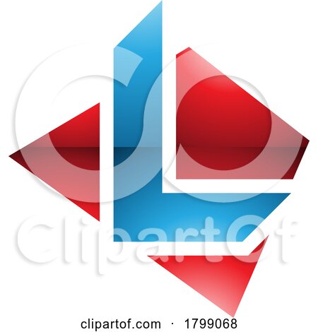 Red and Blue Glossy Trapezium Shaped Letter L Icon by cidepix