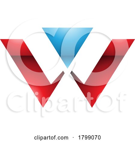 Red and Blue Glossy Triangle Shaped Letter W Icon by cidepix