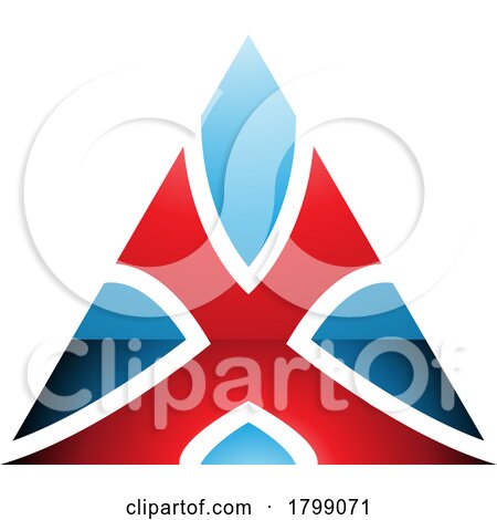 Red and Blue Glossy Triangle Shaped Letter X Icon by cidepix