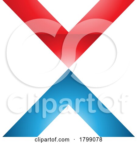 Red and Blue Glossy V Shaped Letter X Icon by cidepix