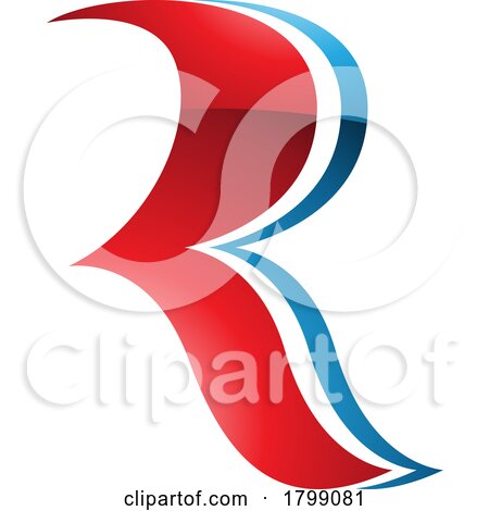 Red and Blue Glossy Wavy Shaped Letter R Icon by cidepix
