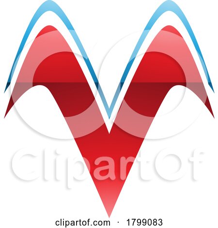 Red and Blue Glossy Wing Shaped Letter V Icon by cidepix
