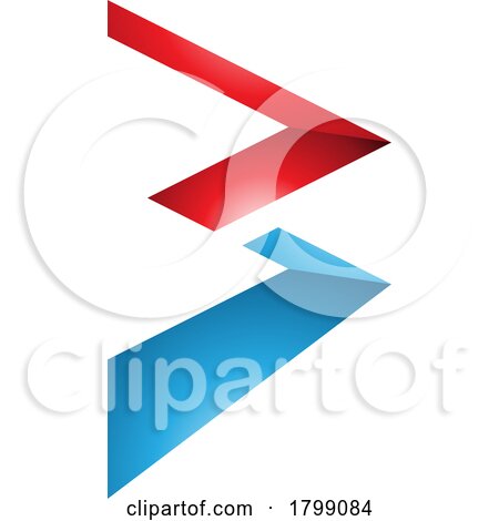 Red and Blue Glossy Zigzag Shaped Letter B Icon by cidepix