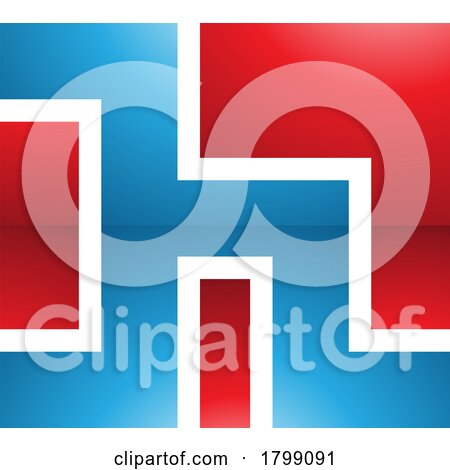 Red and Blue Square Shaped Glossy Letter H Icon by cidepix