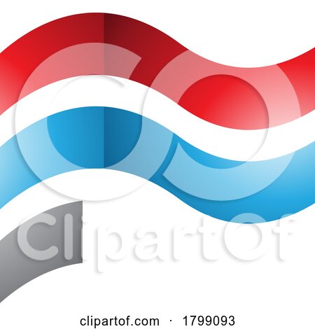Red and Blue Wavy Glossy Flag Shaped Letter F Icon by cidepix