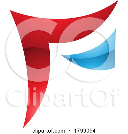 Red and Blue Wavy Glossy Paper Shaped Letter F Icon by cidepix