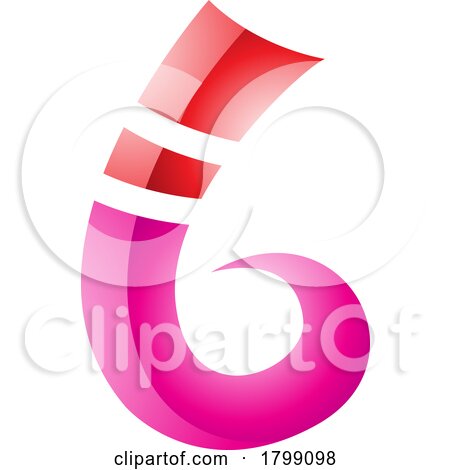 Red and Magenta Curly Glossy Spike Shape Letter B Icon by cidepix