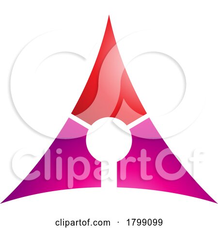 Red and Magenta Deflated Glossy Triangle Letter a Icon by cidepix
