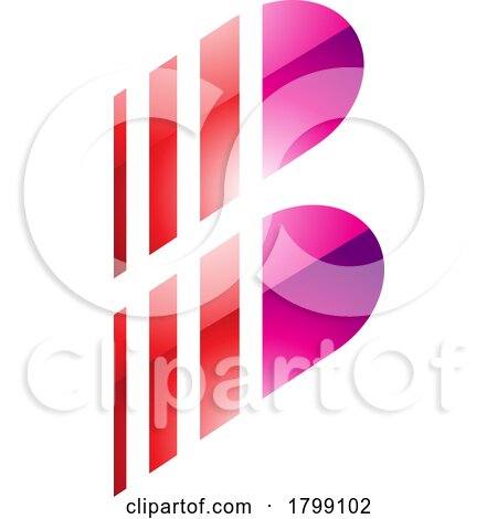 Red and Magenta Glossy Letter B Icon with Vertical Stripes by cidepix