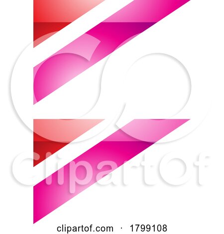 Red and Magenta Glossy Triangular Flag Shaped Letter B Icon by cidepix