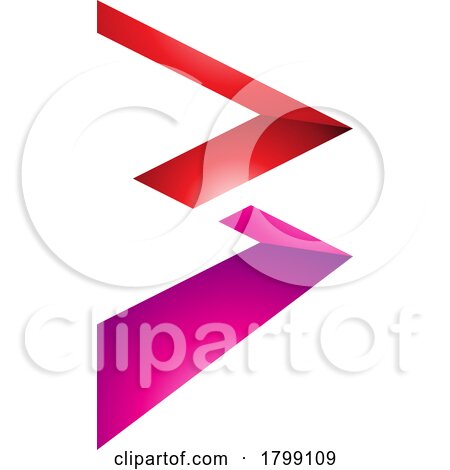 Red and Magenta Glossy Zigzag Shaped Letter B Icon by cidepix