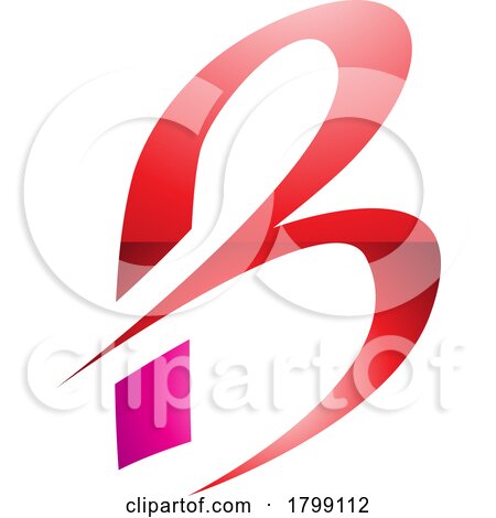 Red and Magenta Slim Glossy Letter B Icon with Pointed Tips by cidepix