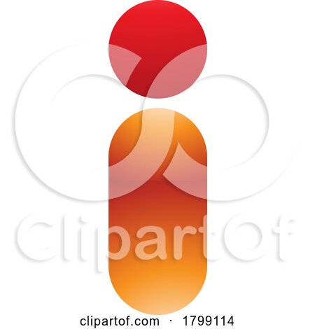 Red and Orange Glossy Abstract Round Person Shaped Letter I Icon by cidepix