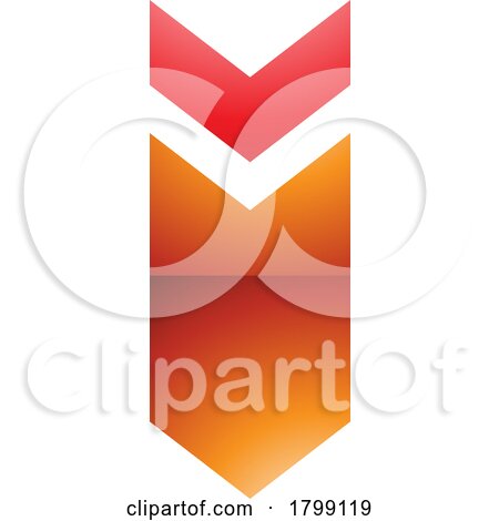 Red and Orange Glossy down Facing Arrow Shaped Letter I Icon by cidepix