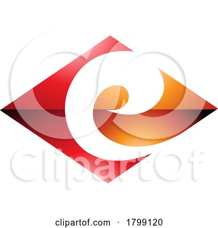 Red and Orange Glossy Horizontal Diamond Shaped Letter E Icon by cidepix