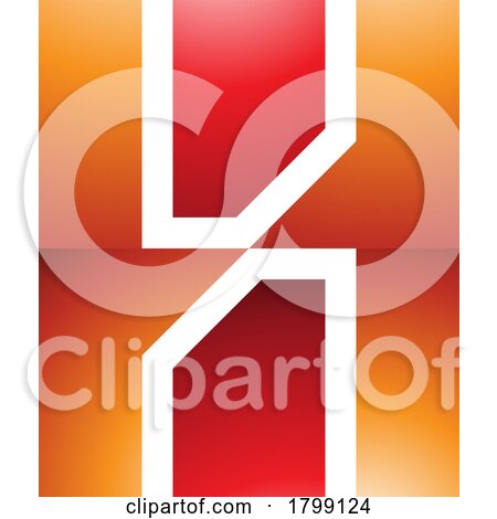 Red and Orange Glossy Letter H Icon with Vertical Rectangles by cidepix