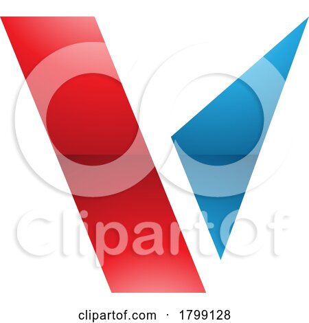 Red and Blue Glossy Geometrical Shaped Letter V Icon by cidepix